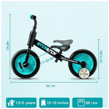 Imagem de Bicicleta de treinamento de equilíbrio infantil 3 em 1 para crianças de 18 meses a 5 anos, andando de bicicleta triciclo