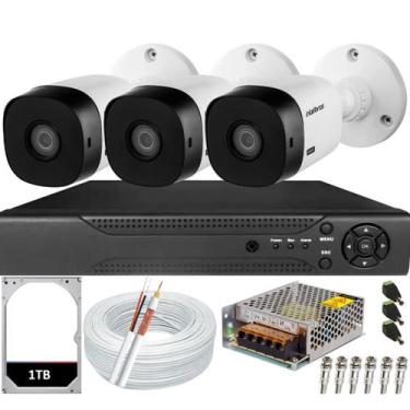 Imagem de Kit 3 Câmeras Intelbras Vhl 1220b Full Hd Dvr 4Ch Hd 1Tb
