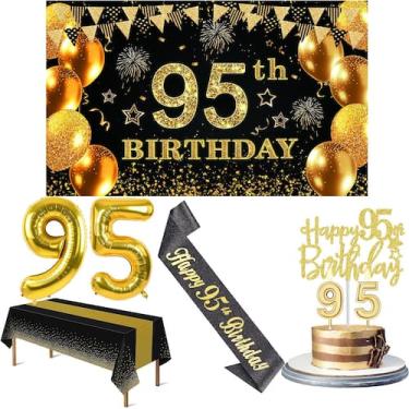 Imagem de Decorações de festa do 95º aniversário de YeohJoy com banner e toalha 
