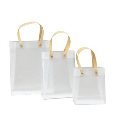 Imagem de sacola presente, saco transparente, Sacolinhas para Lembrancinhas, Sacola Transparente Fosca Reforçada de PVC com Alça de Fibra(1 PACOTE C/12 - P(15x13x7cm))