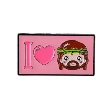 Imagem de Broche de esmalte I Love Jesus, broche de fé cristã, presente religioso para o amante de Jesus, amigo cristão, grupo de igreja, broches de versículo da Bíblia, emblema de lapela de batismo, acessórios