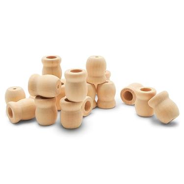 Imagem de Woodpeckers Copos de vela Bean Pote, 2,5 cm, orifício de 17/40,6 cm, pacote com 100 castiçais de madeira inacabados, torneamentos de madeira para artesanato