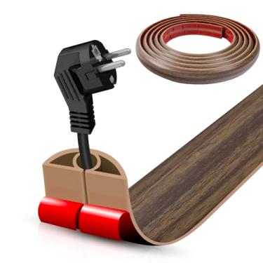 Imagem de Escondedor autoadesivo para cabo de piso, gerenciamento de cabos de 3 m, protetor de faixa de extensão para fios, evita viagens de cabos para escritórios, academias, exposições. Cavidade: 0,8 cm (L) x