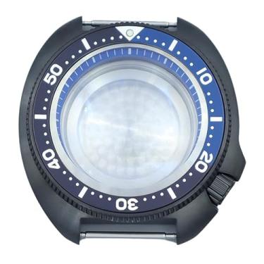 Imagem de FEIYASHI Caixa de relógio preta de aço inoxidável de mergulho luxuosa de 44 mm, vidro de safira, à prova d'água, 100 m, para NH35 NH36/34, peça de relógio com movimento, Anel capítulo azul 17, For