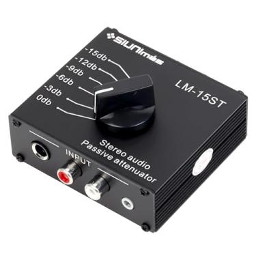 Imagem de SIUNIMAS Atenuador de áudio variável estéreo passivo RCA&/AUX/1/4 1/20.3 cm caixa de atenuação de áudio ajustável para home theater e reprodução de desempenho de áudio oficial (SIM-at-AUX/RCA/TS)