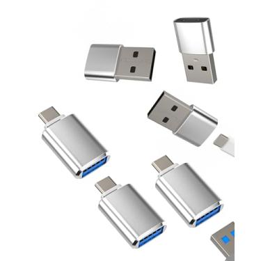 Imagem de Adaptador USB C OTG tipo C macho para adaptador USB-A fêmea (pacote com 6) para iPhone 16 15 para iPad para Apple MacBook Pro, compatível com Samsung Galaxy S23, conector de plugue de carro, cabo de