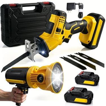 Imagem de Serra Sabre Portátil com Lanterna LED 10000mAh Power Bank 2 Baterias Recarregáveis Tripé Lâminas Intercambiáveis Corte Madeira Ferro Osso Kit com Maleta e Fonte Bivolt