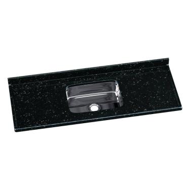 Imagem de Pia De Cozinha Mármore Sintético 140x55cm Com Cuba Aço Inox Multimóveis CR20473 Preto