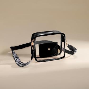 Imagem de Bolsas transversais para mulheres - Sacolas transversais para mulheres, bolsa transversal transparente, bolsas aprovadas para estádio para mulheres, Preto