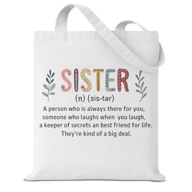 Imagem de Sister Gifts From Sisters Tote Bag for Women Sister Definition Bolsa de ombro reutilizável para compras, trabalho, academia, lindas bolsas florais presentes