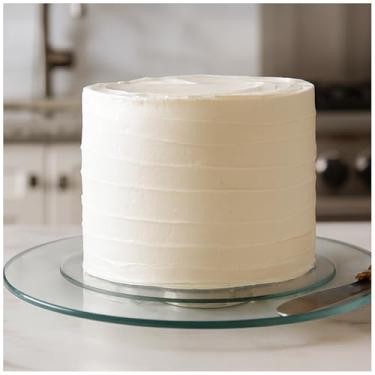 Imagem de Prato Giratório para Confeitagem 30cm Vidro Transparente - Base Metálica com Rolamento Suave e Silicone Antiderrapante Profissional, Suporte para Bolo, Tortas e Sobremesas, Durável e Fácil de Limpar