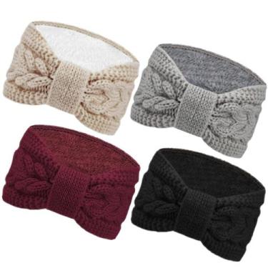 Imagem de Bandanas de inverno Chalier Cable Crochet Turbante Ear Aquecedor de Ou