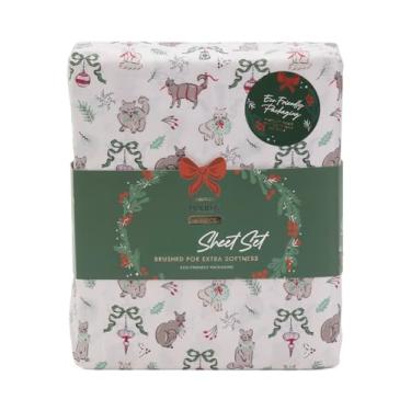 Imagem de Envogue Jogo de lençol de Natal, gatos de inverno e laços vintage, casal