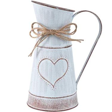 Imagem de TOPINCN Vaso de Flores de Arte Em Ferro Antiquado, Mini Vaso de Flores Antigo, Balde Decorativo para Jardim, Ideia de Inauguração de Casa, Material de Ferro de (tamanho pequeno) (Formato de coração