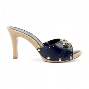 Imagem de Tamanco Tchocco Salto Alto Enfeite Dourado e Hotfix-Feminino