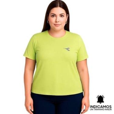 Imagem de Camiseta Diadora Small Logo Plus Size Feminina - Verde Lima G2-Feminino