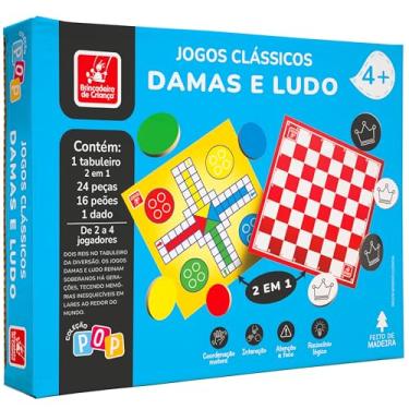 Imagem de Brincadeira de Criança Jogos Clássicos de Tabuleiro Dama e Ludo