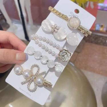 Imagem de Grampos de cabelo bonitos e elegantes com laço de pérola, grampo de cabelo bico de pato, acessórios de cabelo, acessórios de cabelo, acessórios de cabelo, ferramentas de estilo presentes para meninas
