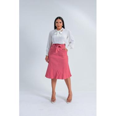 Imagem de Saia Midi Evasê Rose Tecido Bengaline - Vilma Valentti