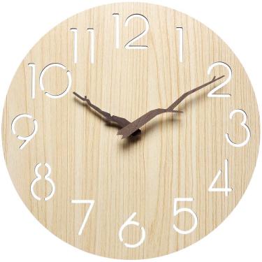 Imagem de Relógio de parede minimalista de madeira de 30 cm, sem tique-taque, Silent Quart