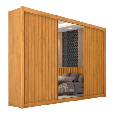 Imagem de Guarda Roupa Athenas 3 Portas 1 Com Espelho 100% Mdf Peróba