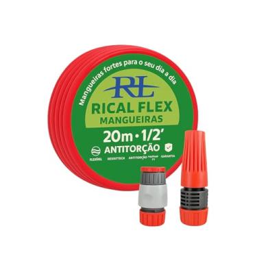 Imagem de Mangueira Rical Flex 20 Metros de jardim com engate rapido Especial Super forte Flexivel que não dá nó super resistente ao Sol para o dia a dia tarefas de casa