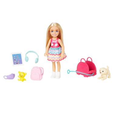 Imagem de Conjunto de viagem Barbie Chelsea Doll com cachorrinho e 6 acessórios