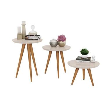 Imagem de Jogo 3 Mesas Retrô Centro, Lateral, Apoio Havana - Off White - Comprar