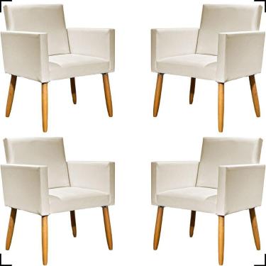 Imagem de Kit 4 Poltronas Decorativa Para Sala Recepção Consultório Nina Corino Cores Pé Palito 30 Cm Castanho