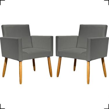 Imagem de Kit 2 Poltronas Decorativa Para Sala Recepção Consultório Nina Corino Cores Pé Palito 30 Cm Castanho