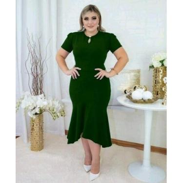 Imagem de Vestido Midi Plus Size Botão Na Gola Moda Evangélica Feminina - Miss F