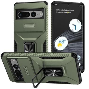 Imagem de Capa para Pixel 7 Pro, com capa de lente de câmera deslizante, protetor de tela HD, suporte de anel giratório de 360°, capa protetora à prova de choque de grau militar AYMECL para Google Pixel 7 Pro