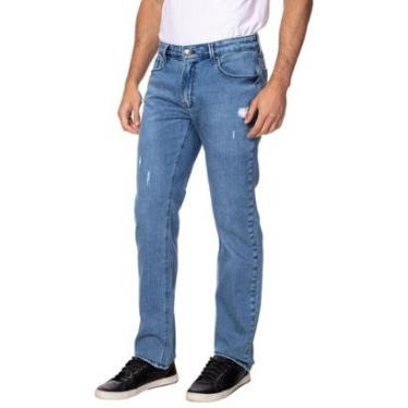 Imagem de Calça Jeans Slim Straight Puidos Leves Guess Azul-Masculino