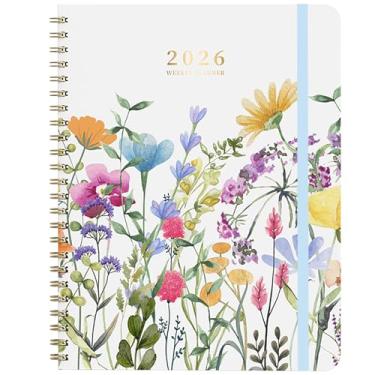 Imagem de Agenda 2026, agenda semanal e mensal 2026 de janeiro de 2026 a dezembro de 5018 x 28 cm, agenda 2026 para mulheres com abas, encadernação em espiral, bolso interno, perfeito para material de