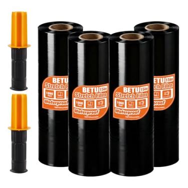 Imagem de BETU Película elástica de plástico para suprimentos de mudança 38 cm x 305 m, rolo elástico retrátil industrial para embalagem de móveis caixas de transporte de paletes armazenamento com alças, pacote