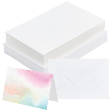 Imagem de BENECREAT 50 conjuntos de cartões de aquarela em branco com envelopes, 63,5 kg/300 g/m²...