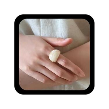 Imagem de Allereyae Anel de acrílico branco vintage acrílico grosso anel de declaração de resina anéis cúpula de resina não ajustável minimalista geométrico dedo articulado dedo Y2K joias para mulheres, One