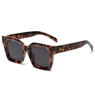 Imagem de Óculos de Sol Masculino Rivets UV400 com Lentes Gradientes para Esportes ao Ar Livre, Corrida e Ciclismo, Estampa de Leopardo Cinza