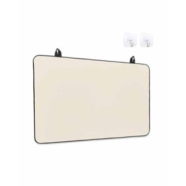 Imagem de Coberturas superiores de fogão para fogão elétrico 78 x 61 cm, protetor de fogão de vidro resistente ao calor creme, cor sólida, simples, minimalista, arte, cerâmica, fogão, bancada, tapete, cobertura