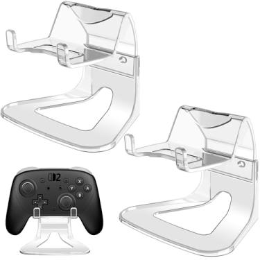 Imagem de NinjaPlusOX Suporte de controle de jogo, suporte universal para controle duplo, suporte de exibição acrílico transparente compatível com Nintendo Switch, Xbox, PS, pacote com 2
