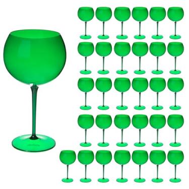 Imagem de Taça De Gin Curves 600ml Kit 32un Acrílico Alto Padrão (VERDE ESMERALDA)
