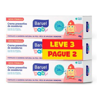 Imagem de Creme Preventivo de Assaduras Baruel Baby com 3 Unidades de 45g cada