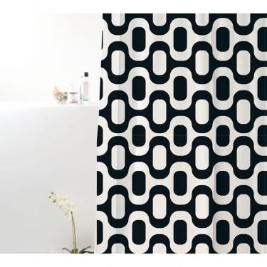 Imagem de Coina Box Poliéster Ipanema Preto E Branco 198x180cm - Uzoo Cortina Box Poliester 1.98x1.80m Ipanema Preto-branco 828901