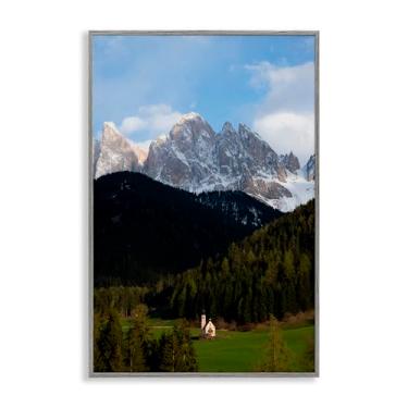 Imagem de Stupell Industries Capela solitária em Dolomitas arte giclée emoldurada branca, design por Jared Kreiss, 61 x 40 cm