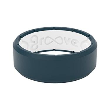Imagem de Groove Life Anel de casamento de silicone para homens – anéis de borracha respirável para homens, cobertura vitalícia, design exclusivo, anel masculino de ajuste confortável – borda original, Anchor / White, 13