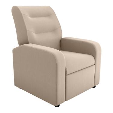 Imagem de Poltrona Retrátil e Reclinável 77cm Com Tecido Suede Multimóveis Cr45265 Bege