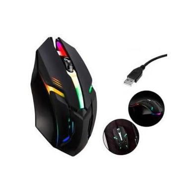 Imagem de Mouse Gamer MS-62 com Fio USB, RGB 7 Cores, 1200 DPI, Design Ergonômico, Cabo 1,5m, Plástico ABS, 12,5 x 4 x 8 cm