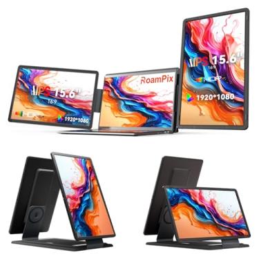 Imagem de RoamPix Extensor de tela para laptop de 15,6 polegadas, extensor de tela IPS FHD 1080p, tela portátil para laptops de 13,6 a 17,3 polegadas, extensor de tela de laptop de viagem com USB-C&HDMI