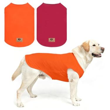 Imagem de KOOLTAIL Roupas para meninos para cães grandes, pacote com 2 camisetas quentes de algodão outono/inverno para uso ao ar livre, proteção UV e contra insetos, colete regata leve e antiqueda de pelos