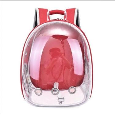 Imagem de Mochila de transporte para animais de estimação, bolsa de viagem para gatos, transparente, respirável, para viagem (Vermelho 825)